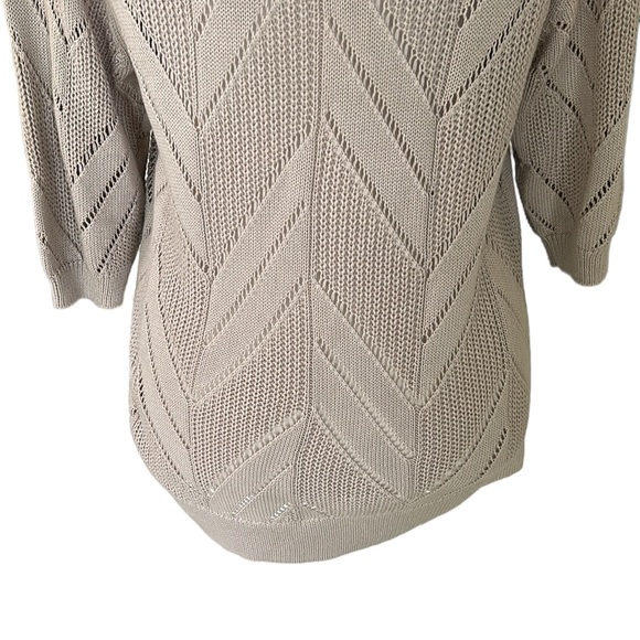 Trina Turk Beige Pointelle Knit Chevron Sweater - S - Picture 9 of 13
